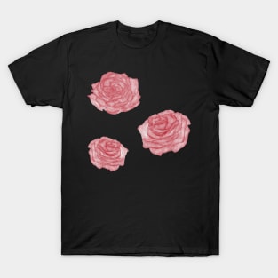 Pink watercolor roses stickers T-Shirt